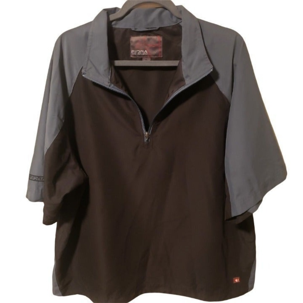 Fidra John Ashworth Golf Pullover Short Sleeve Mens XL Gray Black Windbreaker
